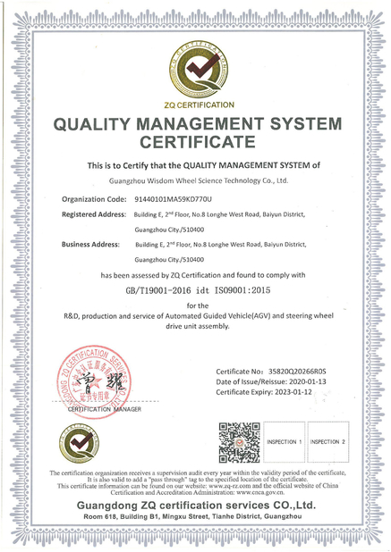 China Guangzhou Wisdom Wheel Science Technology Ltd. certificaten